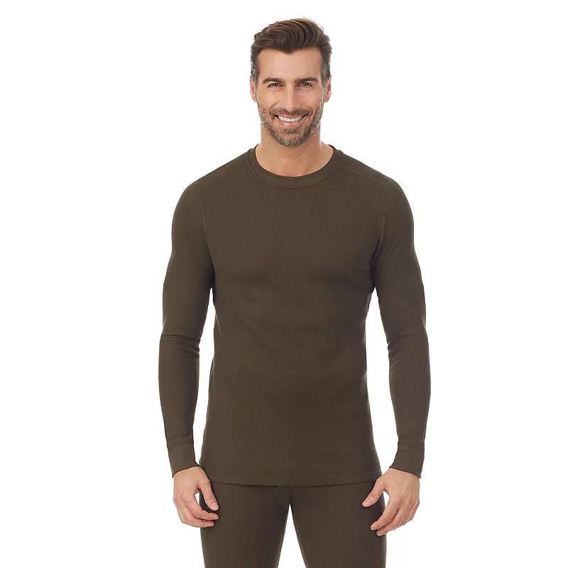 Mens Cuddl Duds Midweight Waffle Thermal Performance Base Layer Crew Top Grey Heather Product Image