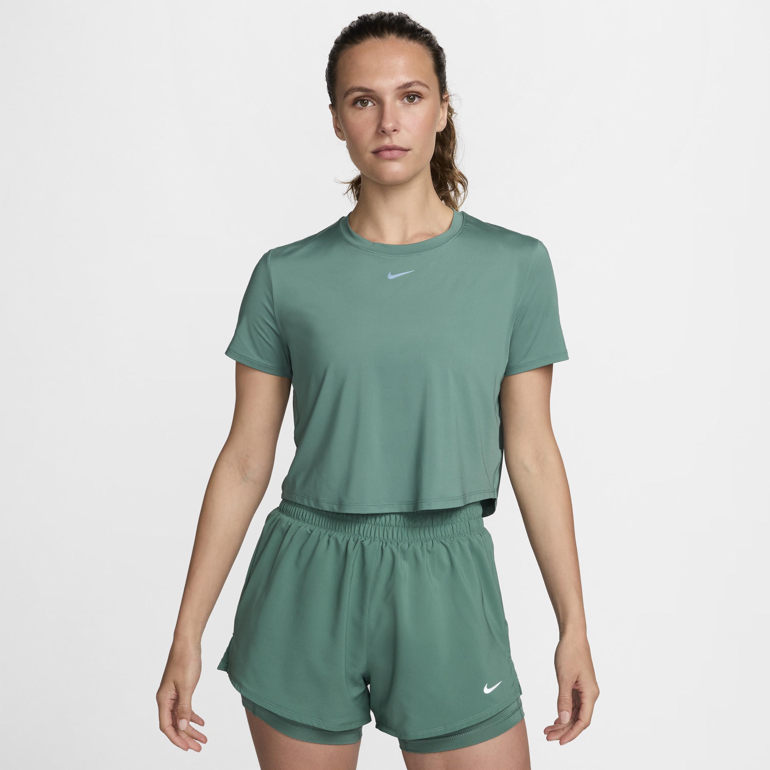 Womens Nike One Dri-FIT Crop Short Sleeve Top Brown Product Image