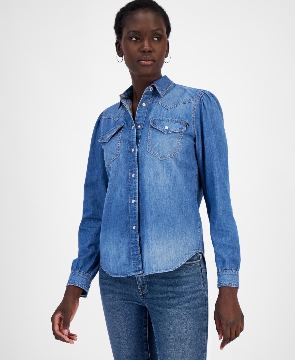 Nautica Jeans Womens Western Cotton Denim Shirt product image