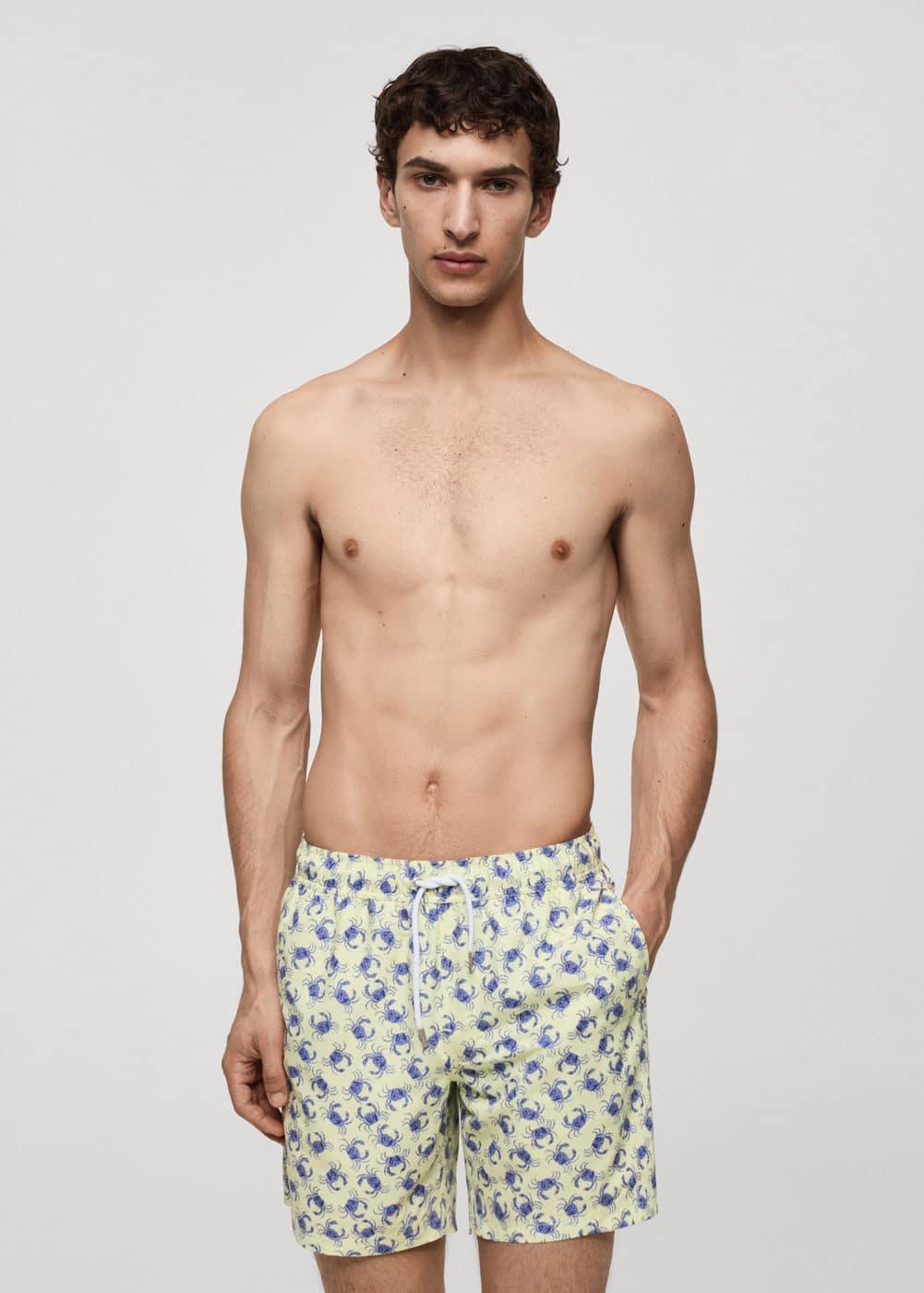 Crab-print swimsuit - Men | MANGO USA Product Image