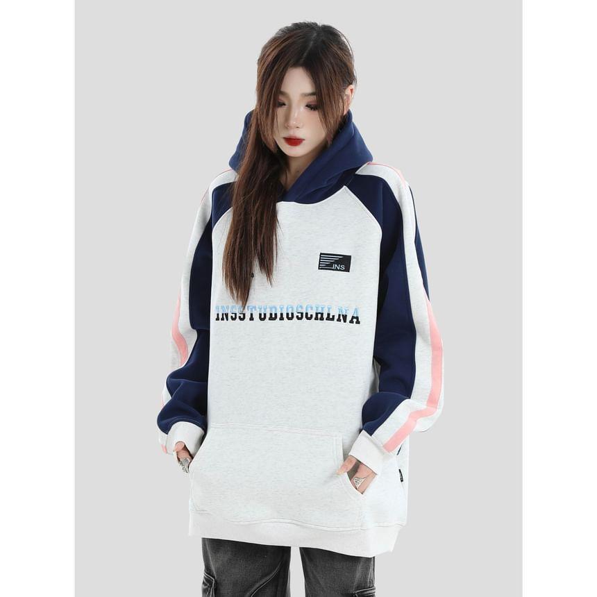 Couple Matching Lettering Color Block Hoodie Product Image