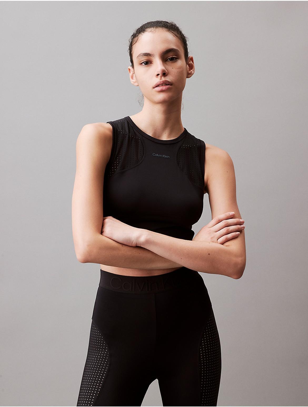 Calvin Klein Womens CK Sport Future Icon Mesh Cropped Tank Top - Black - M Product Image