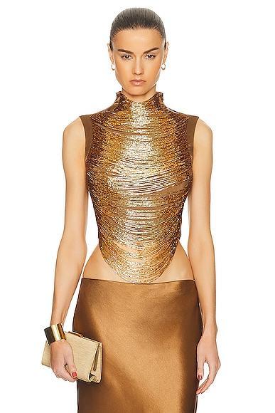 Cult Gaia Taraji Sleeveless Top Metallic Bronze. (also in ). Product Image