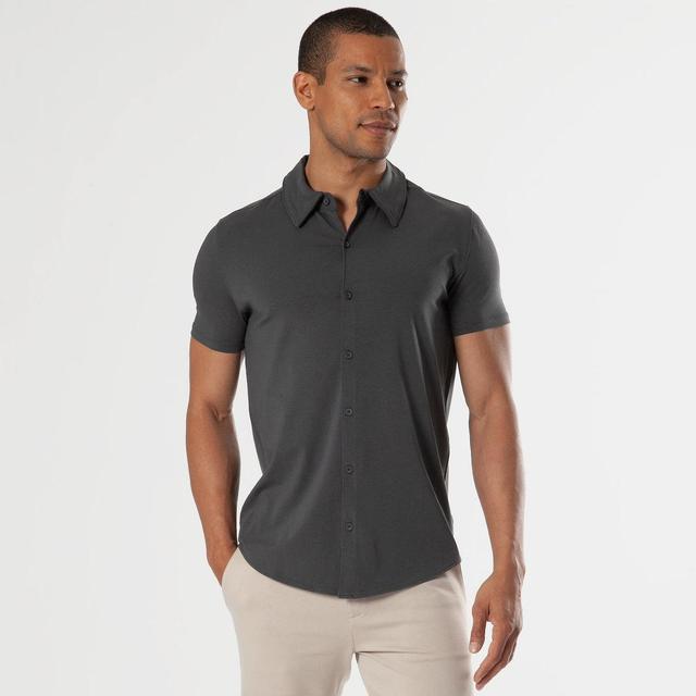 Carbon Short Sleeve Knit Button Up Shirt Product Image