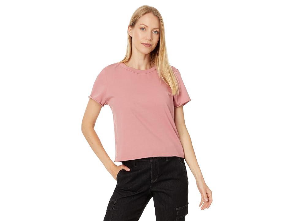 Michael Stars Jackie Raw Edge Crew Neck Tee (Berrywood) Women's Clothing product image