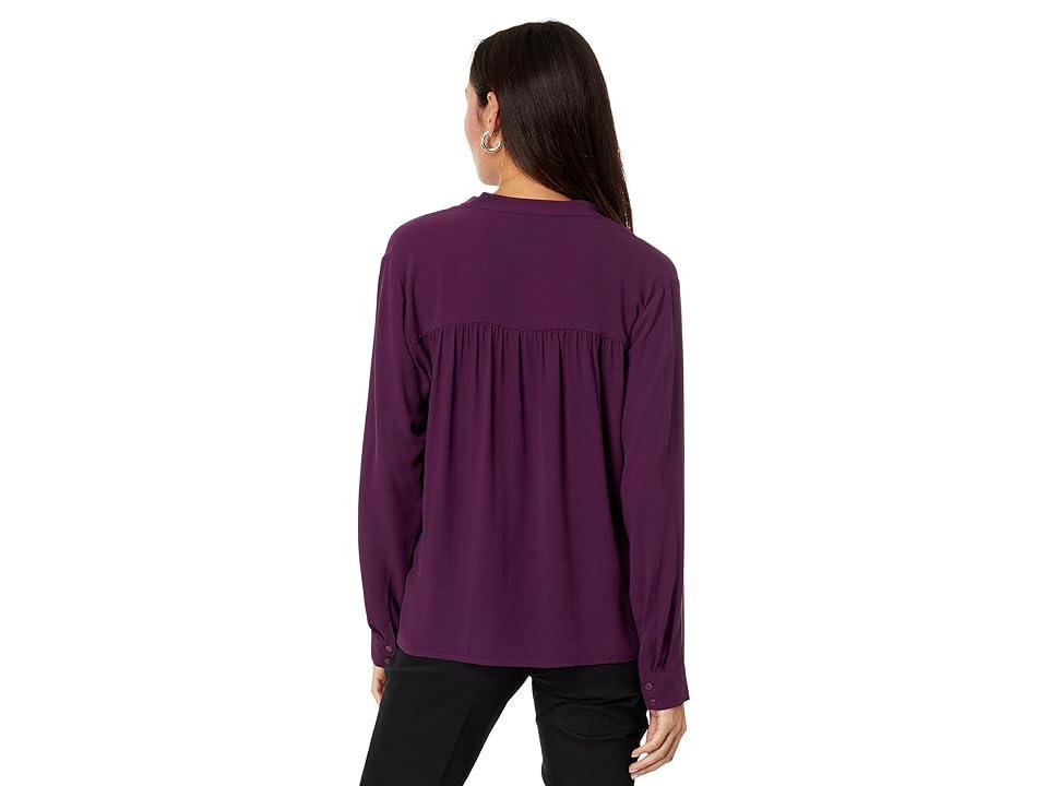 Eileen Fisher Mandarin Collar Shirt (Sweet Plum) Women's Clothing Product Image