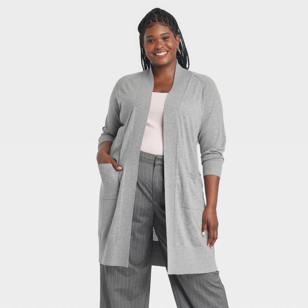 Womens Duster Cardigan - A New Day Gray 3X Product Image