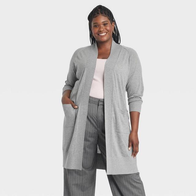 Womens Americas Duster Cardigan - A New Day Gray 4X Product Image