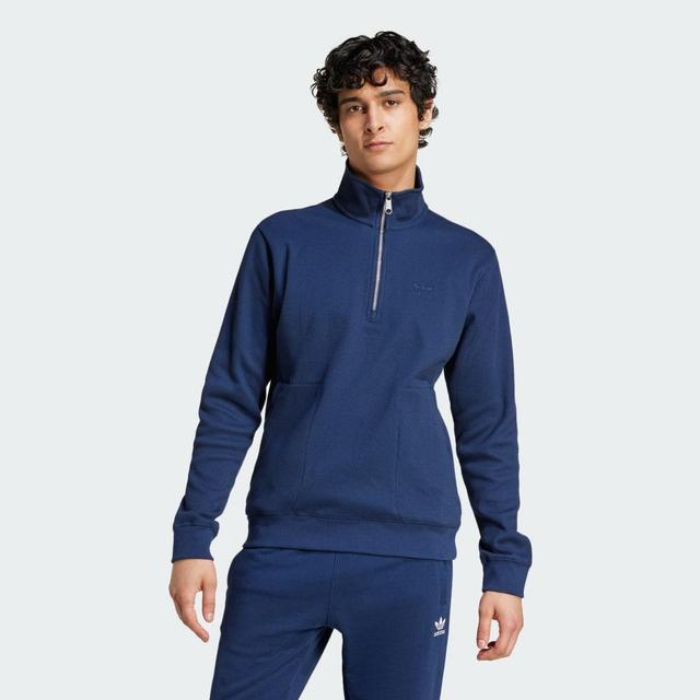 adidas Trefoil Essentials Waffle 1/2 Zip Sweatshirt Night Indigo XL Mens Product Image