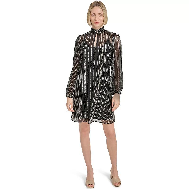 Womens Harper Rose Balloon Sleeve Mockneck Trapeze Dress Product Image