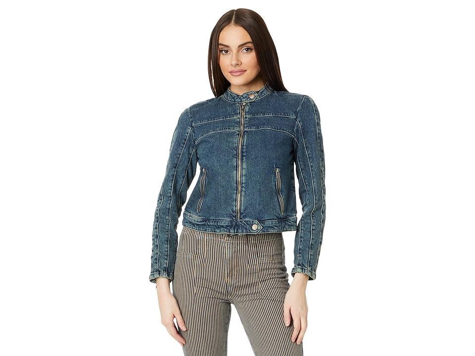 Free People Fast Lane Denim Moto Jacket Size L, M, S, XL. Product Image