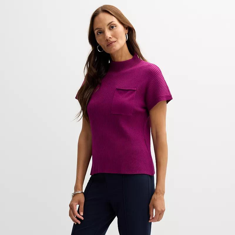 Womens Nine West Mock Neck Sweater Pocket Tee Product Image