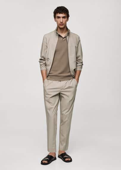 Mango Mens Lyocell Pleated Trousers - Light Product Image