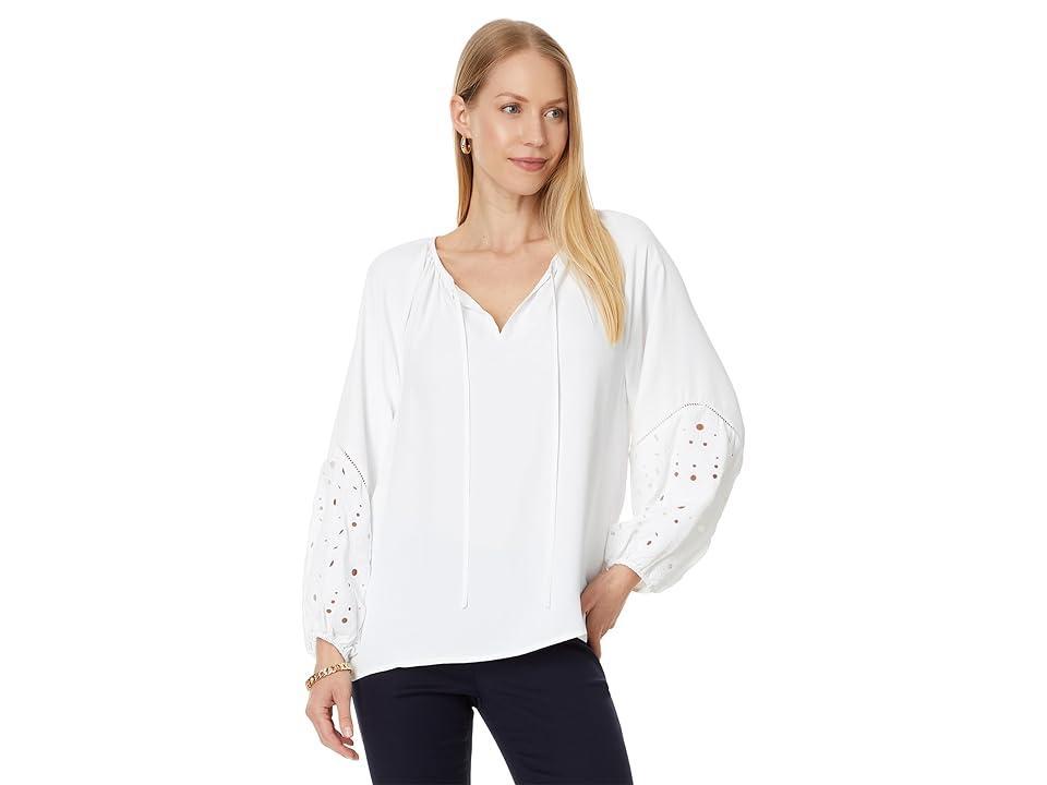 Vince Camuto Raglan Slv Split Neck Blouse W Embroidery (Ultra ) Women's Clothing Product Image