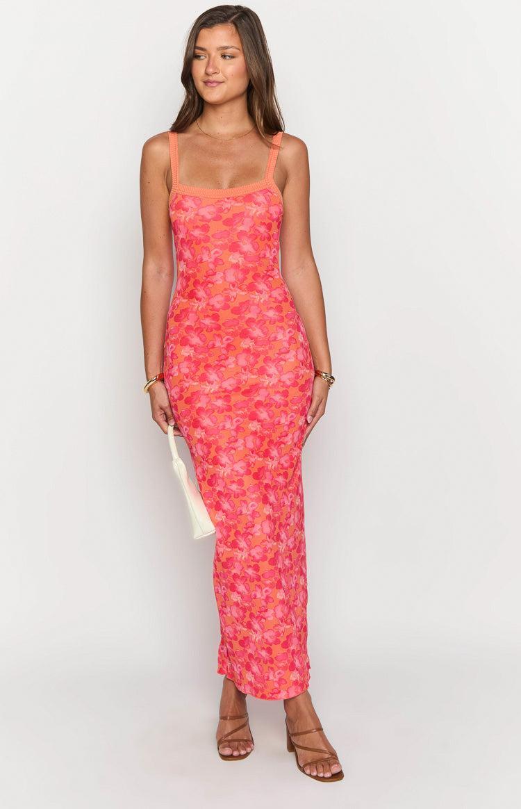 Kelly Orange Floral Maxi Dress Product Image