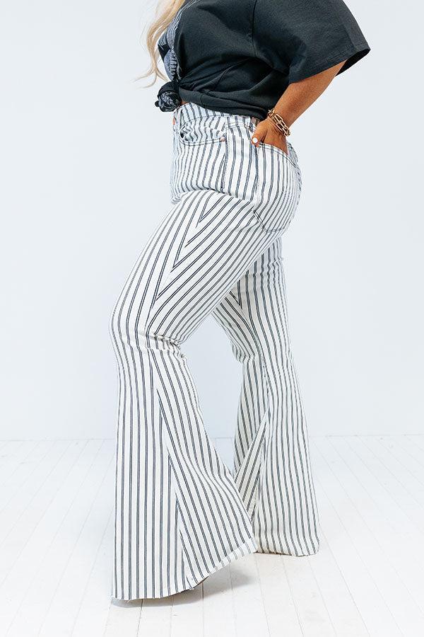 Judy Blue The Jamie High Waist Stripe Flare In White Product Image