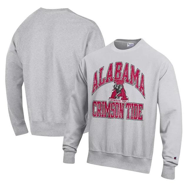 Mens Champion Heather Gray Alabama Crimson Tide Vault Late Night Reverse Weave Pullover Sweatshirt Product Image