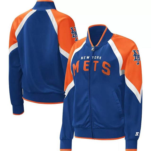 Womens Starter Royal New York Mets Touchdown Raglan Full-Zip Track Jacket Product Image