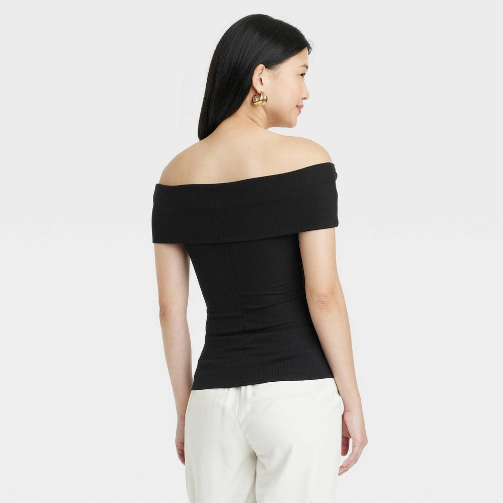 Women's Slim Fit Short Sleeve Off the Shoulder Top - A New Day™ Product Image