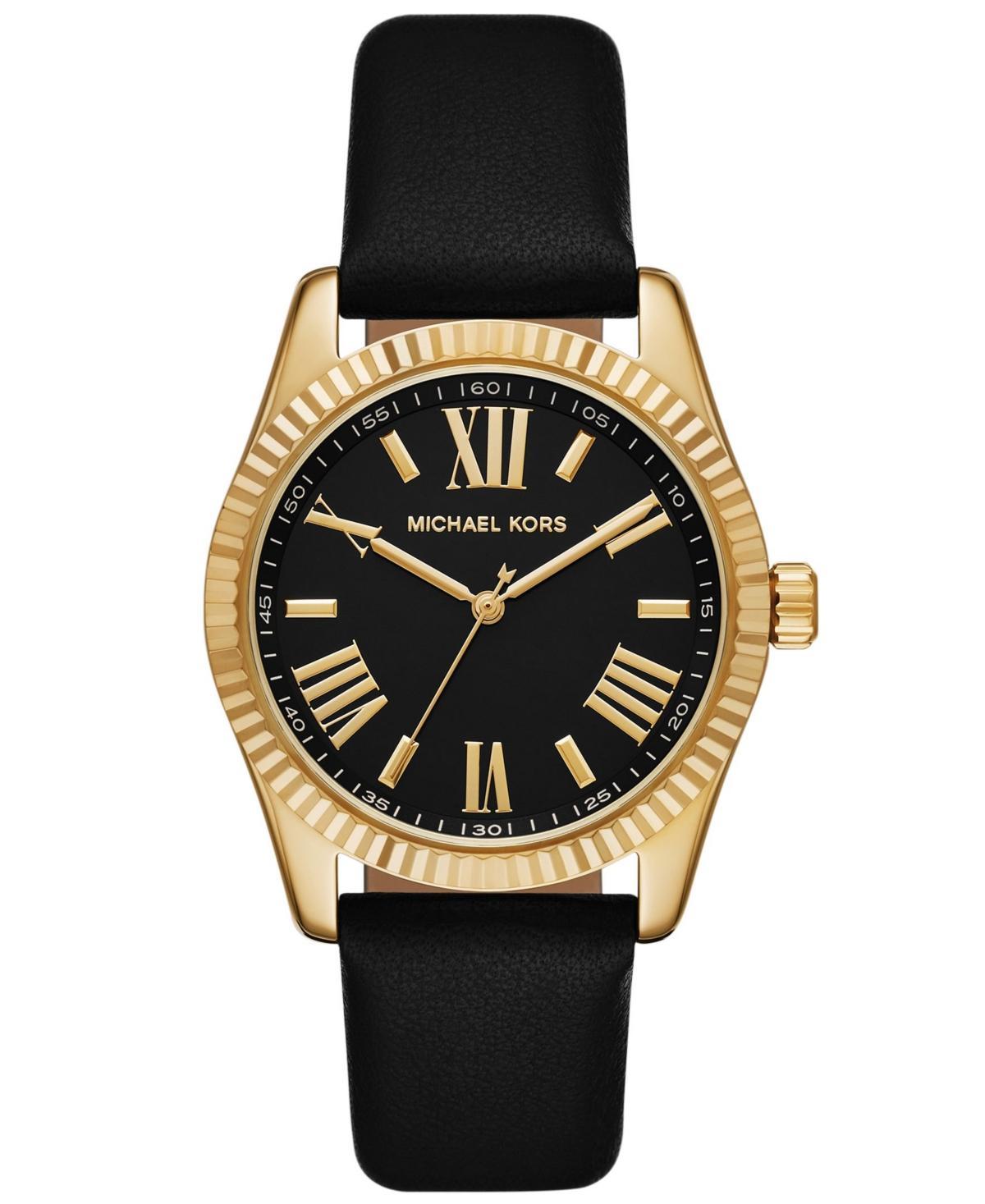 Michael Kors Womens Lexington Three-Hand Black Stainless Steel Watch 38mm Product Image