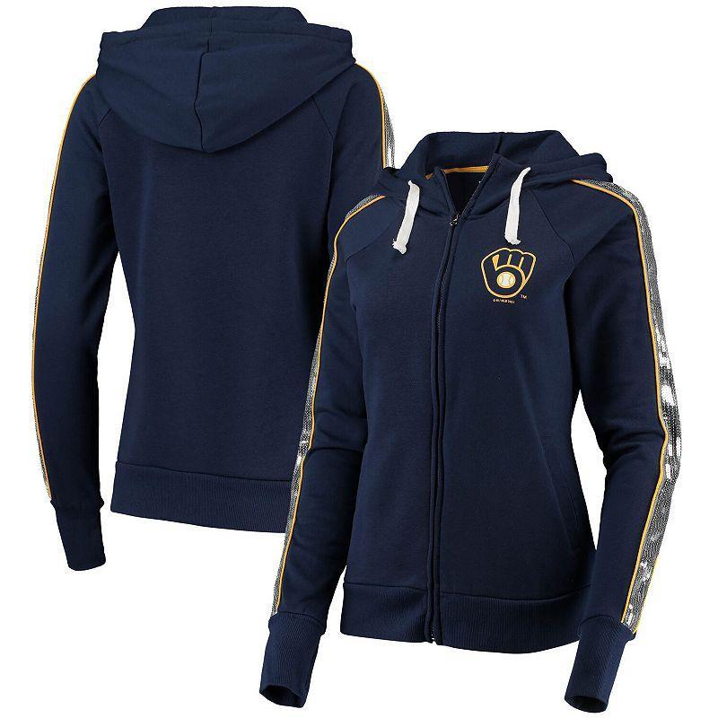 Womens G-III 4Her by Carl Banks Milwaukee Brewers Game Changer Raglan Full-Zip Hoodie Blue Product Image