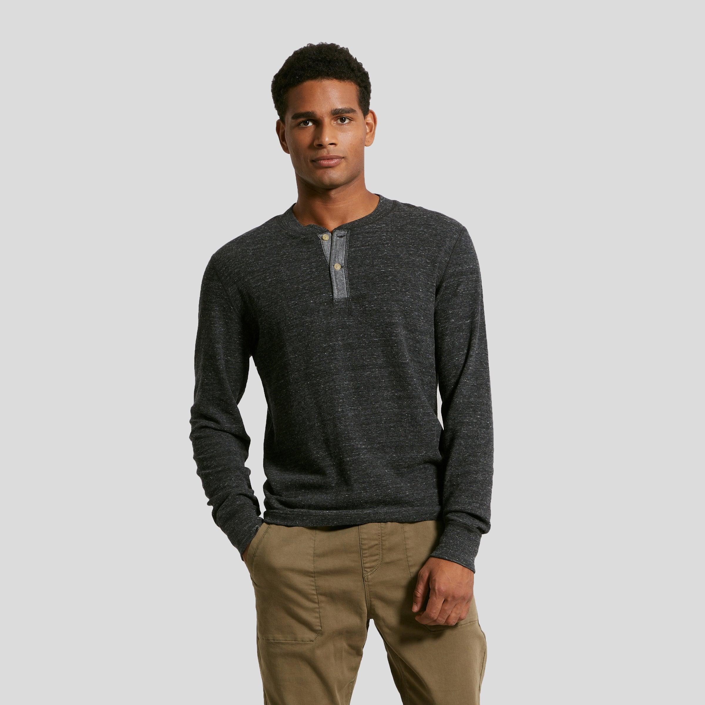 New Windsor Double Cloth Henley - Charcoal Heather Product Image