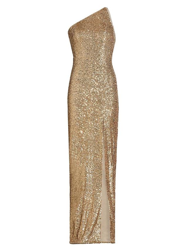 Womens Sequin One-Shoulder Gown Product Image