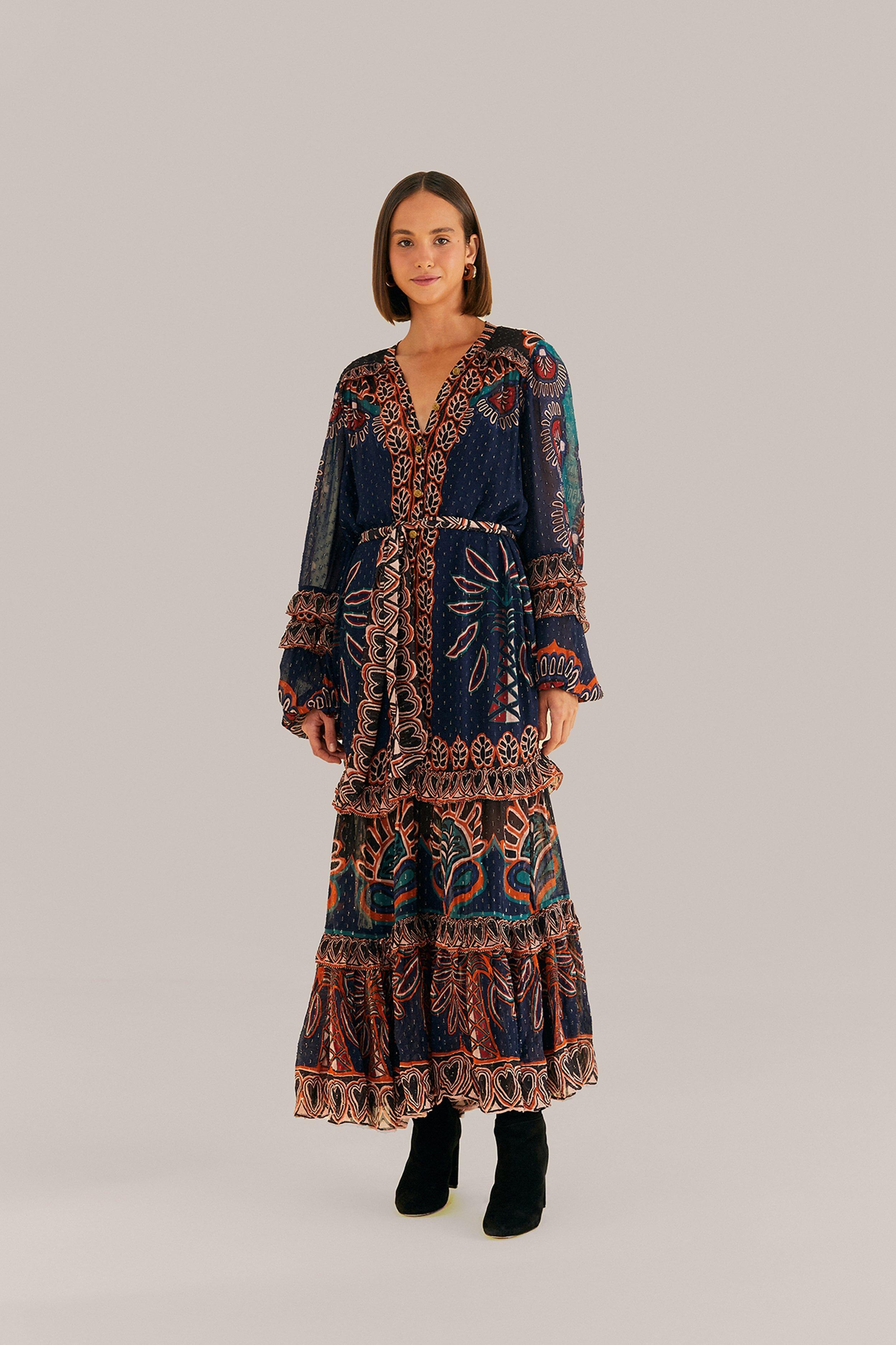 Womens Ainika Tapestry Belted Maxi Dress Product Image