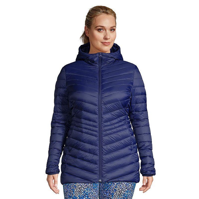 Womens Lands End Hooded Down Wanderweight Ultralight Packable Jacket Product Image