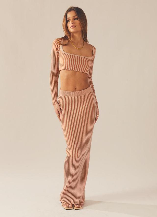 Aubrey Two-Tone Rib Top - Terracotta Product Image