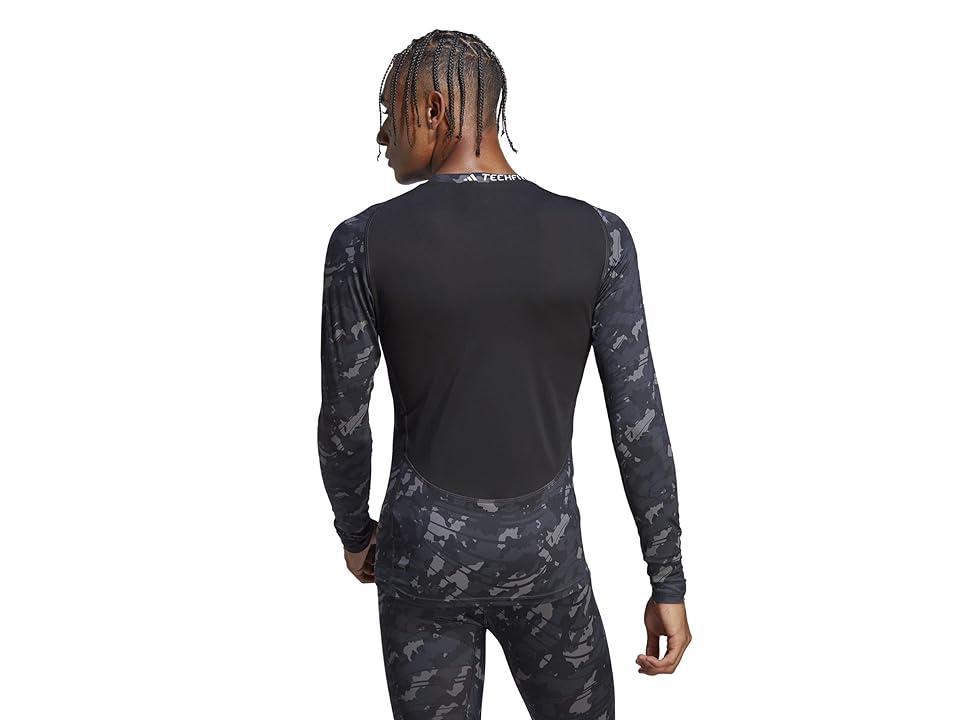 adidas Slim Fit Techfit Crewneck Long-Sleeve Camo Training T-Shirt Product Image