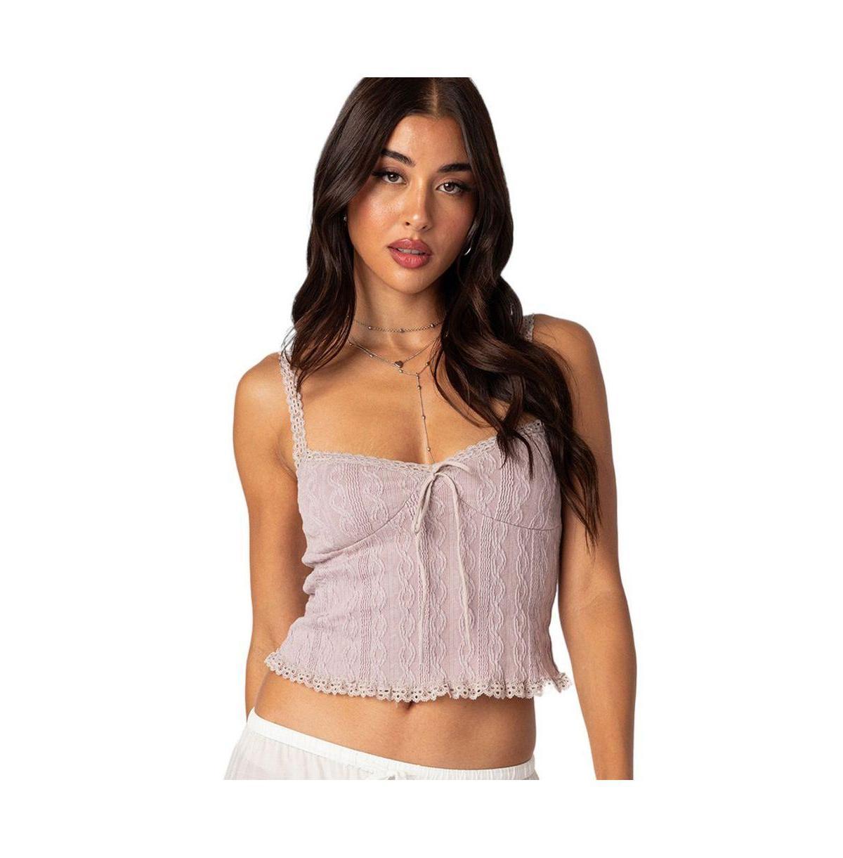 EDIKTED Lacy Crop Tank Product Image