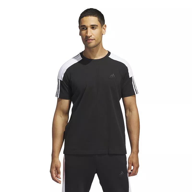 Mens adidas Essentials 3-Stripes Color Block Sportswear T-Shirt Product Image