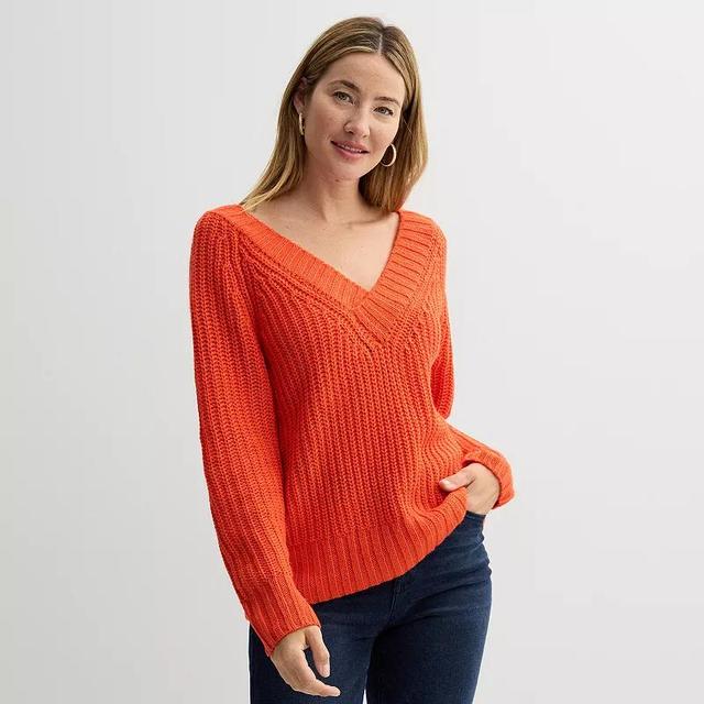 Womens Sonoma Goods For Life Long Line V-Neck Sweater Product Image