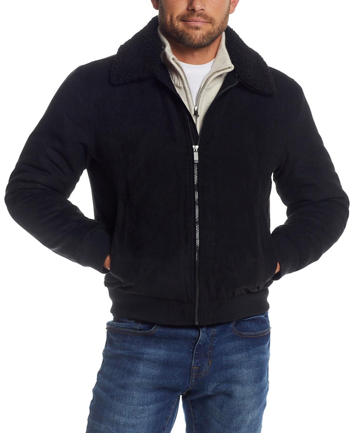 Weatherproof Mens Microsuede Bomber Jacket with Faux Fur Removable Collar Product Image