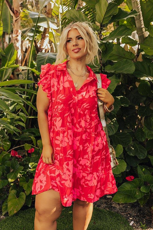 Cabana Date Floral Dress In Red Curves Product Image