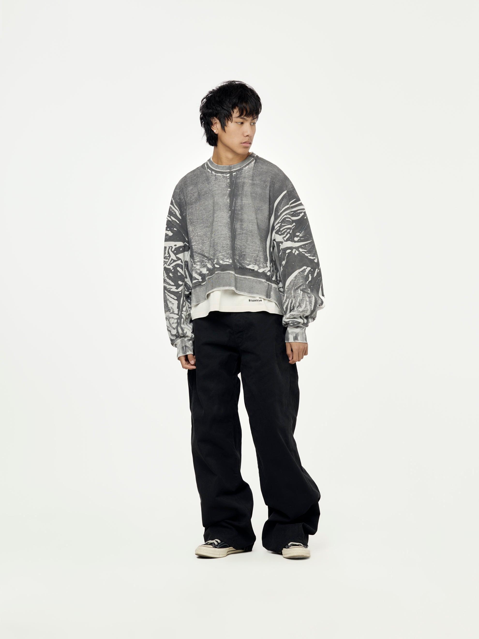 PLASTISOL L/S OVERSIZED CREWNECK (Grey) Product Image