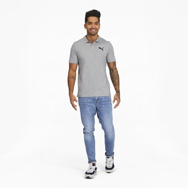 PUMA Essentials Men's Heather Polo in Light Grey Heather, Size S Product Image