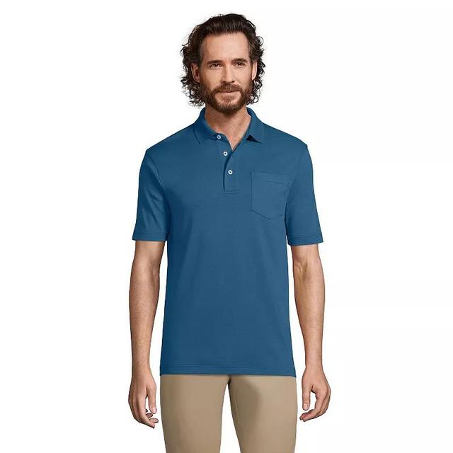 Mens Lands End Super Soft Supima Pocket Polo Deep Green Product Image