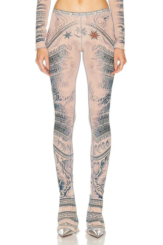 Jean Paul Gaultier Printed Soleil Flare Trouser in Nude Product Image