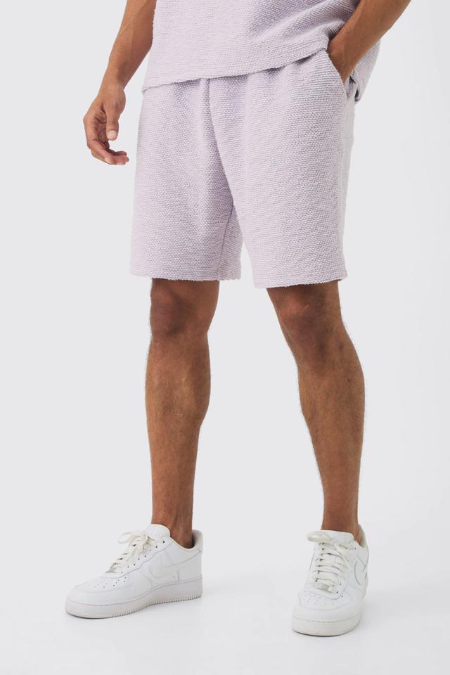 Relaxed Fit Mid Length Heavy Boucle Short | boohooMAN USA Product Image