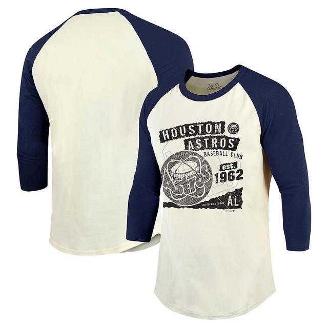 Mens Majestic Threads Cream/Navy Houston Astros Raglan 3/4-Sleeve T-Shirt Product Image