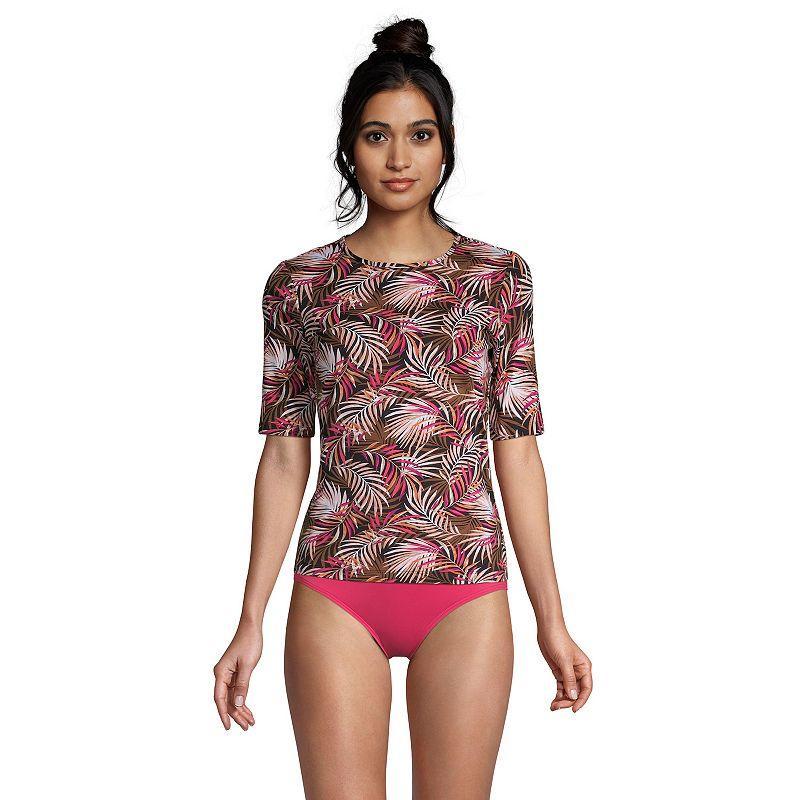 Womens Lands End UPF 50 Elbow-Sleeve Rash Guard Swim Tee Product Image