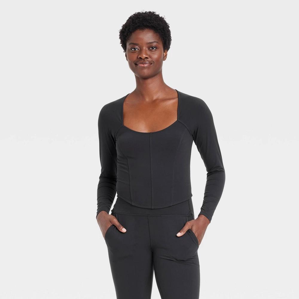 Womens Everyday Soft Cropped Long Sleeve Top - All In Motion Black Product Image