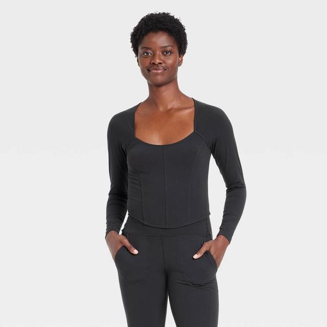 Womens Everyday Soft Cropped Long Sleeve Top - All In Motion Black L Product Image