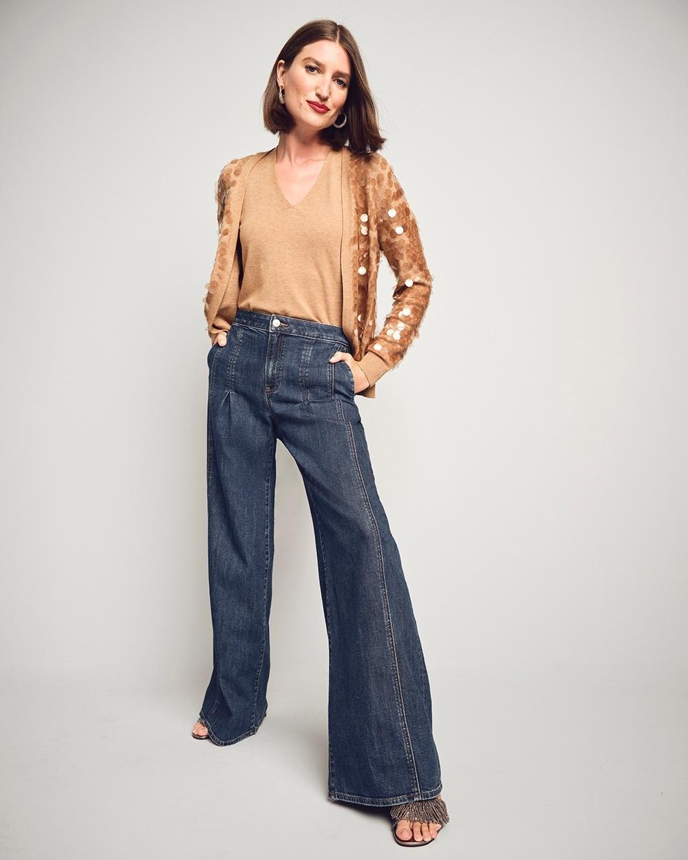 High Rise Wide Leg Palazzo Jeans Product Image