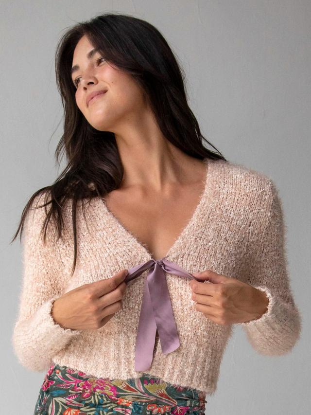 Oh So Soft Tie-Front Cardigan Sweater - Cream Product Image