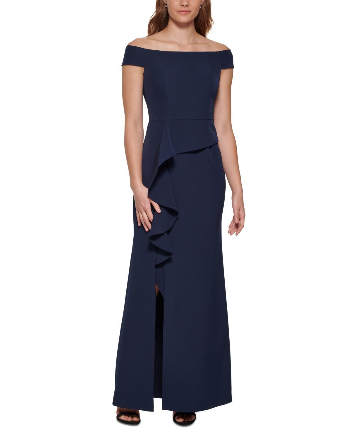 Vince Camuto Womens Off-The-Shoulder Draped Column Gown Product Image