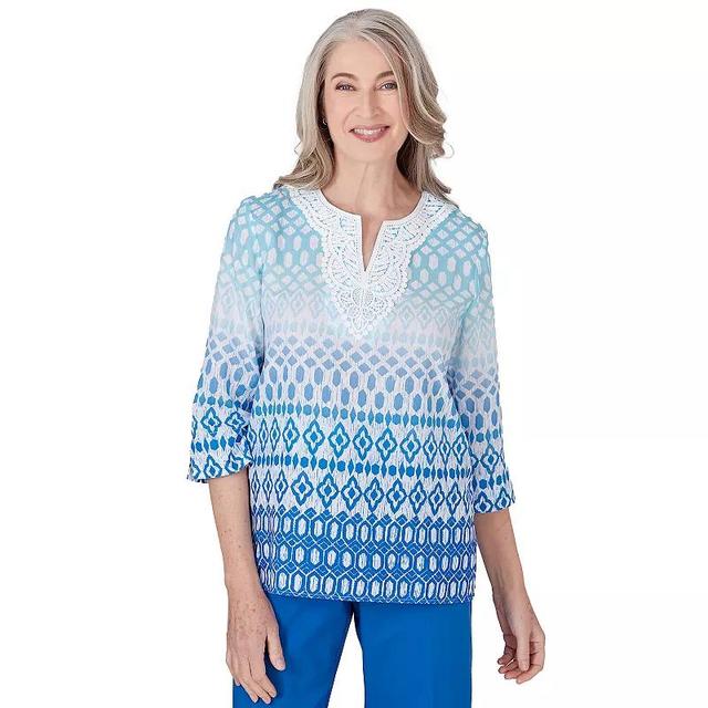 Petite Alfred Dunner Ombre Diamond Print Tunic, Womens Product Image