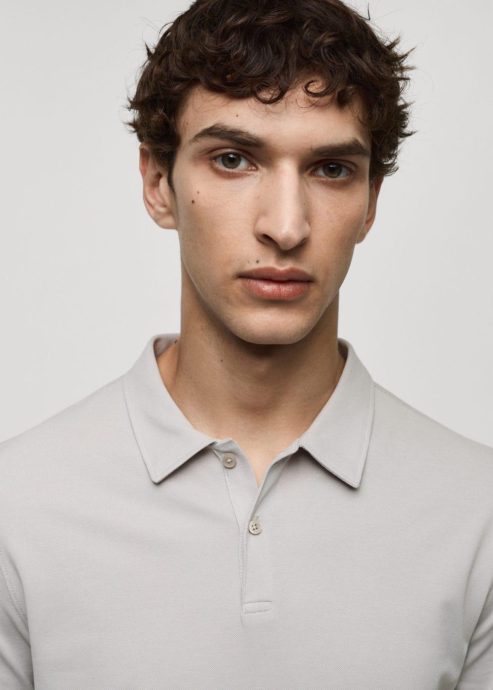 Slim-fit cotton piqué textured polo shirt - Men | MANGO USA product image